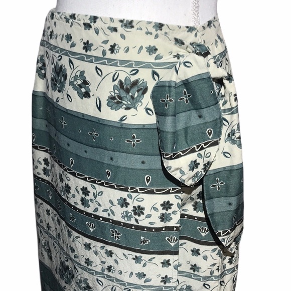 LL Bean Vintage Silk Linen Wrap Skirt Size 8 - Picture 6 of 12